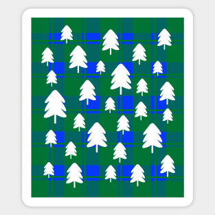 Christmas Tree Pattern on Green and Blue Check Sticker